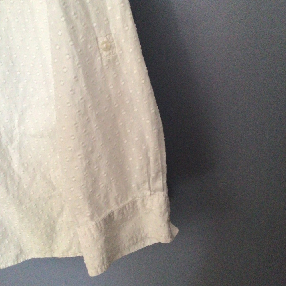 Talbots White Textured Lace-Up Blouse Size 3X roll up sleeve - Picture 5 of 10